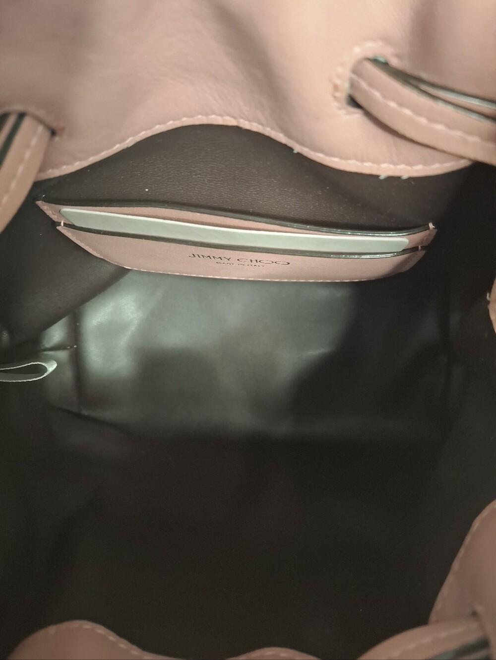 Jimmy Choo Callie Drawstring Bucket Bag NWT COA Blush Calf Leather Made in Italy - Picture 6 of 10